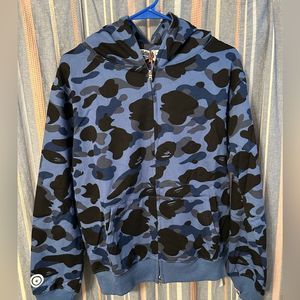 BAPE Blue Full Zip Shark Head Hoodie Men’s Large